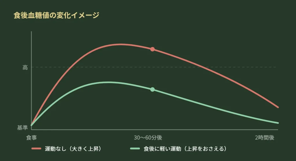 食後血糖値の変化イメージ